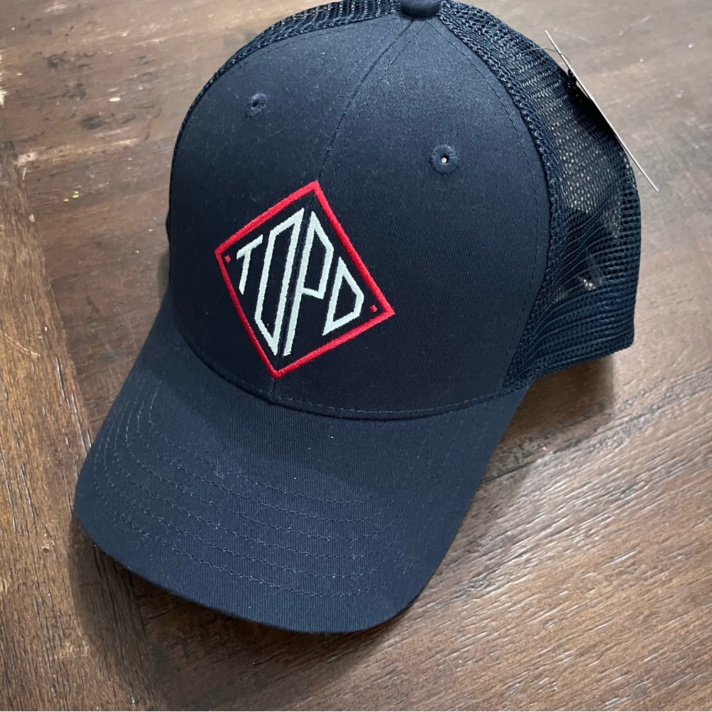 Topo Designs Trucker Hat Blue Mesh Snapback Patch Logo Navy
